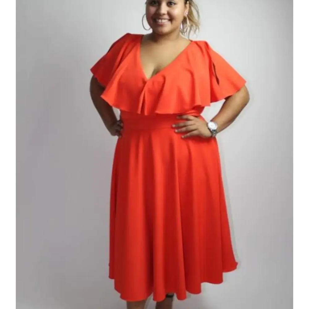 Jay Godfrey Orange Party Dress Size 18 Fit & Flare Party Wedding Romantic $437 - Picture 7 of 14